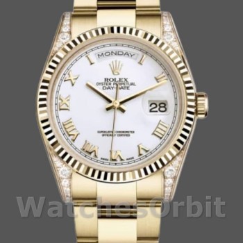 Unisex's Rolex Day-Date 36mm Unisex-118338-White Roman Dial White