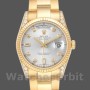 Unisex's Rolex Day-Date 36mm Unisex-118338-Yellow Gold-Silver Diamond Dial Silver
