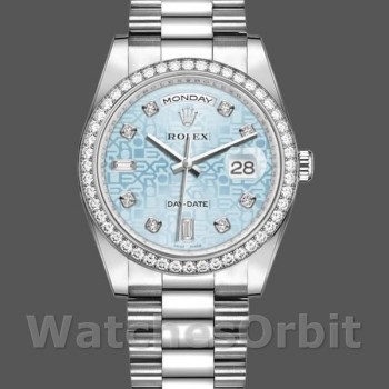 Unisex's Rolex Day-Date 36mm Unisex-118346-Blue Diamond Dial-Platinum Ice Blue
