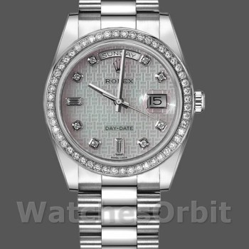 Unisex's Rolex Day-Date 36mm Unisex-118346-Oxford Motif Diamond Dial Meteorite<br />