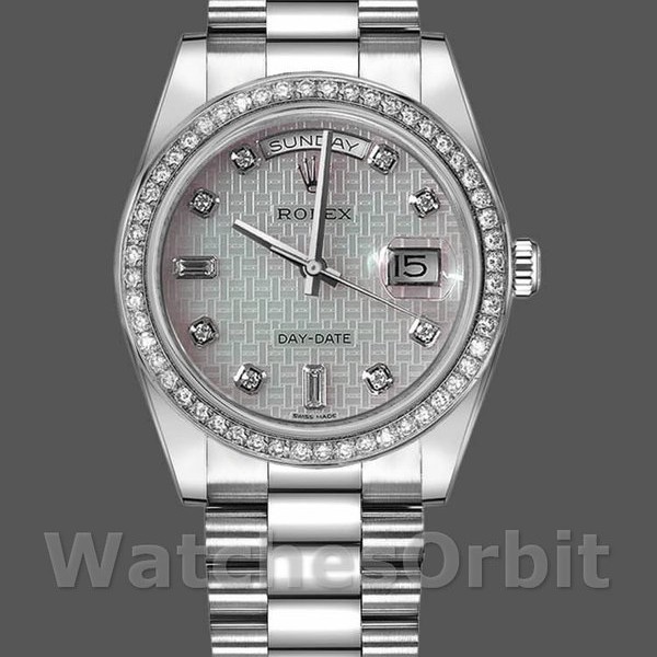 Unisexs Rolex Day-Date 36mm Unisex-118346-Oxford Motif Diamond Dial Meteorite<br /> Replica Image