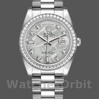 Unisex's Rolex Day-Date 36mm Unisex-118346-Platinum-Diamond Bezel-Meteorite Dial Meteorite<br />