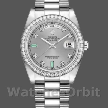 Unisex's Rolex Day-Date 36mm Unisex-118346-Rhodium Grey Dial Rhodium Grey