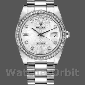 Unisex's Rolex Day-Date 36mm Unisex-118346-Silver Jubilee Diamond Dial <span style=