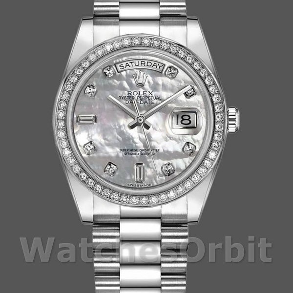 Unisexs Rolex Day-Date 36mm Unisex-118346-White MOP Dial MOP Replica Image