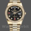 Unisexs Rolex Day-Date 36mm Unisex-118348-Black Diamond Dial Black<br /> Replica Image