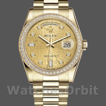 Unisex's Rolex Day-Date 36mm Unisex-118348-Champagne Jubilee Diamond Dial-Yellow Gold Champagne