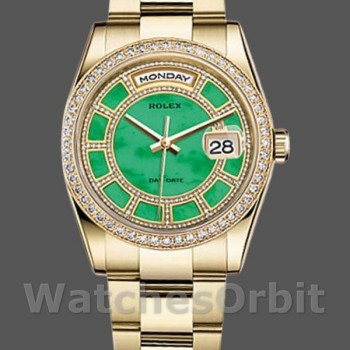 Unisex's Rolex Day-Date 36mm Unisex-118348-Green Dial-Yellow Gold Green