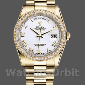 Unisex's Rolex Day-Date 36mm Unisex-118348-White Roman Numeral Dial White<br />