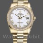 Unisex's Rolex Day-Date 36mm Unisex-118348-White Roman Numeral Dial White<br />
