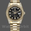 Unisexs Rolex Day-Date 36mm Unisex-118388-Black Diamond Dial Black<br /> Replica Image