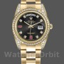Unisex's Rolex Day-Date 36mm Unisex-118388-Black Diamond-Rubies Dial Black
