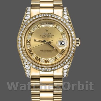 Unisex's Rolex Day-Date 36mm Unisex-118388-Champagne Diamond Dial-Yellow Gold Champagne