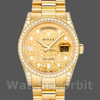 Unisex's Rolex Day-Date 36mm Unisex-118388-Champagne Jubilee Diamond Dial-Yellow Gold Champagne