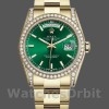 Unisexs Rolex Day-Date 36mm Unisex-118388-Diamond Dezel-Green Index Dial Green Replica Image