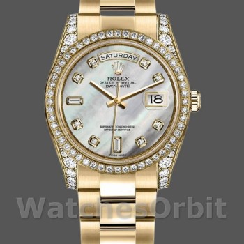 Unisex's Rolex Day-Date 36mm Unisex-118388-White MOP-Diamond Dial MOP