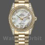 Unisex's Rolex Day-Date 36mm Unisex-118388-White Mother-Of-Pearl-Diamond Dial MOP