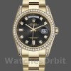 Unisexs Rolex Day-Date 36mm Unisex-118388-Yellow Gold-Black Diamond Dial Black Replica Image