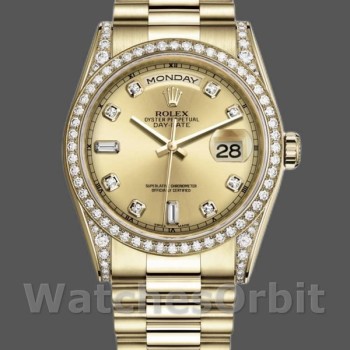 Unisex's Rolex Day-Date 36mm Unisex-118388-Yellow Gold-Champagne Dial Champagne