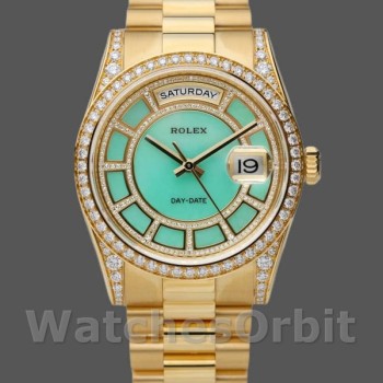Unisex's Rolex Day-Date 36mm Unisex-118388-Yellow Gold-Green Diamond Dial Green&nbsp;<br />