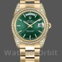 Unisex's Rolex Day-Date 36mm Unisex-118388-Yellow Gold-Green Index Dial Green