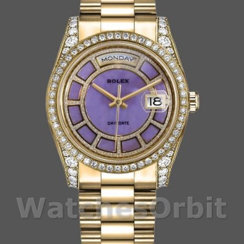 Unisex's Rolex Day-Date 36mm Unisex-118388-Yellow Gold-Lavender Purple Dial Purple<br />