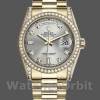 Unisexs Rolex Day-Date 36mm Unisex-118388-Yellow Gold-Silver Diamond Dial Silver Replica Image