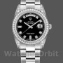 Unisex's Rolex Day-Date 36mm Unisex-118389-Diamond Bezel-Black Diamond Dial Black<br />