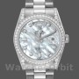 Unisex's Rolex Day-Date 36mm Unisex-118389-Diamond Bezel-MOP White Dial MOP