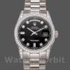 Unisexs Rolex Day-Date 36mm Unisex-118389-White Gold-Black Diamond Dial Black<br /> Replica Image