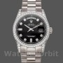 Unisex's Rolex Day-Date 36mm Unisex-118389-White Gold-Black Diamond Dial Black<br />
