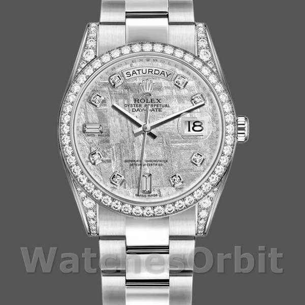 Unisexs Rolex Day-Date 36mm Unisex-118389-White Gold-Meteorite Grey Dial Meteorite<br /> Replica Image