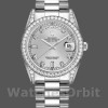 Unisexs Rolex Day-Date 36mm Unisex-118389-White Gold-Silver Diamond Dial Silver Replica Image