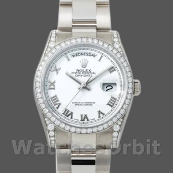 Unisex's Rolex Day-Date 36mm Unisex-118389-White Roman Numeral Dial White