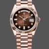 Unisexs Rolex Day-Date 36mm Unisex-128235-Everose Gold-Brown Ombre Diamond Dial Brown Replica Image