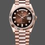 Unisex's Rolex Day-Date 36mm Unisex-128235-Everose Gold-Brown Ombre Diamond Dial Brown