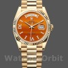 Unisexs Rolex Day-Date 36mm Unisex-128238-Fluted Bezel-Carnelian Dial Carnelian Replica Image