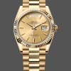 Unisexs Rolex Day-Date 36mm Unisex-128238-Fluted Bezel-Champagne Index Dial Champagne Replica Image