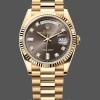 Unisexs Rolex Day-Date 36mm Unisex-128238-Fluted Bezel-Dark Grey Dial Grey Replica Image