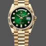 Unisex's Rolex Day-Date 36mm Unisex-128238-Fluted Bezel-Green Diamond Dial Green