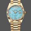 Unisexs Rolex Day-Date 36mm Unisex-128238-Fluted Bezel-Turquoise Diamond Dial Turquoise Replica Image
