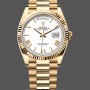 Unisex's Rolex Day-Date 36mm Unisex-128238-Fluted Bezel-White Roman Dial White