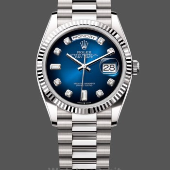 Unisex's Rolex Day-Date 36mm Unisex-128239-Blue Ombre Diamond Dial Blue