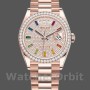 Unisex's Rolex Day-Date 36mm Unisex-128345RBR-Diamond Paved Dial-Everose Gold Diamond Paved