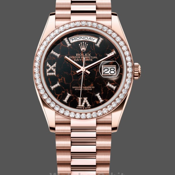 Unisexs Rolex Day-Date 36mm Unisex-128345RBR-Eisenkiesel Dial-Everose Gold Eisenkiesel Replica Image
