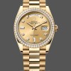 Unisexs Rolex Day-Date 36mm Unisex-128348RBR-Champagne Diamond Dial-Yellow Gold Champagne Replica Watch Image