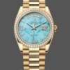 Unisexs Rolex Day-Date 36mm Unisex-128348RBR-Turquoise Diamond Dial-Yellow Gold Turquoise Replica Image