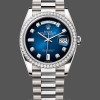 Unisexs Rolex Day-Date 36mm Unisex-128349RBR 0010-Blue Ombre Dial-Diamond Bezel Blue Replica Watch Image