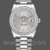 Unisexs Rolex Day-Date 36mm Unisex-128349RBR-Silver Index Dial-Diamond Bezel Silver Replica Image