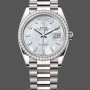 Unisex's Rolex Day-Date 36mm Women's-128349RBR-White Mother of Pearl Dial-Diamond Bezel MOP